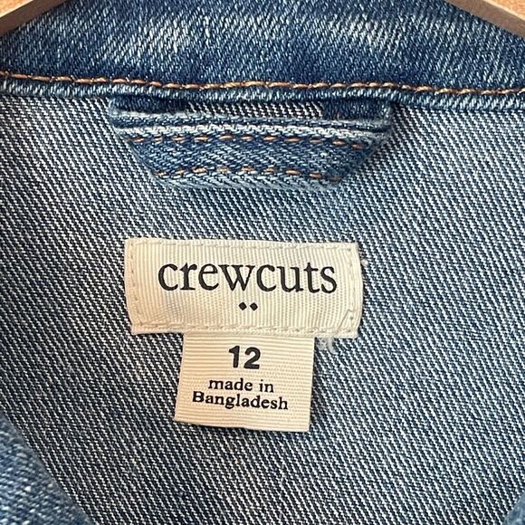 ~ Crewcuts 12 Kid's Jean Jacket Unisex Blue Buttons Girls Boys Stretch Denim - Picture 2 of 14